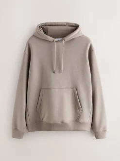 Neutraal kiezelkleurig - Normale Pasvorm - Zwaargewicht Cotton Rich Jersey Hoodie