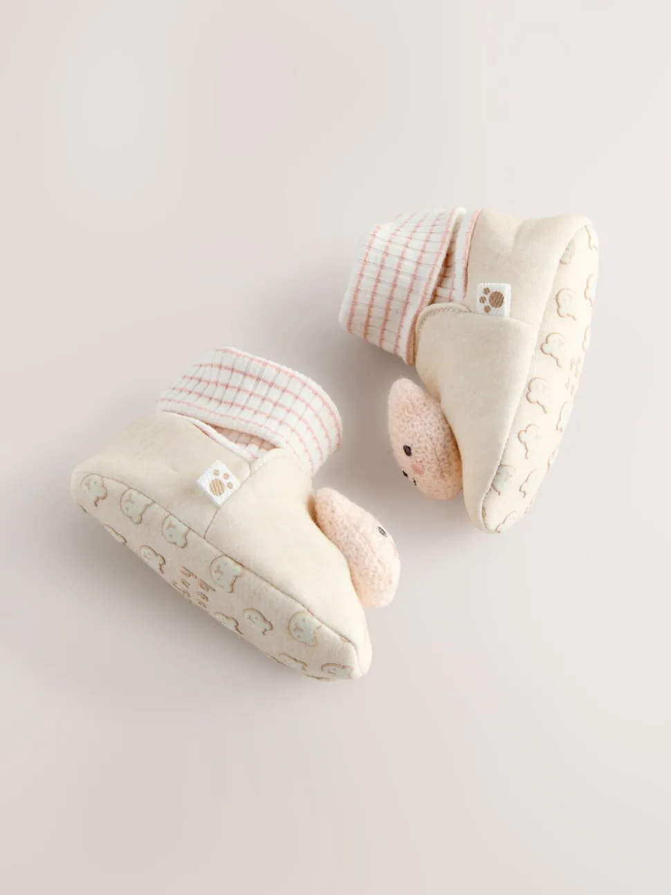 Neutraal met beren - Baby Sokken Top Boots (0-18mnd)