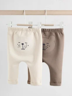 Neutraal met beren - Baby 100% Cotton Leggings 2 Pack (0mths-2yrs)