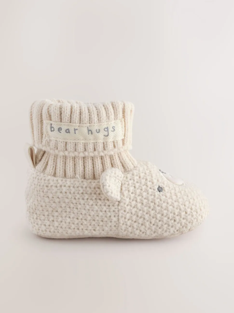 Neutraal met beren - Babyschoenen met sok-bovenkant (0-18mnd)
