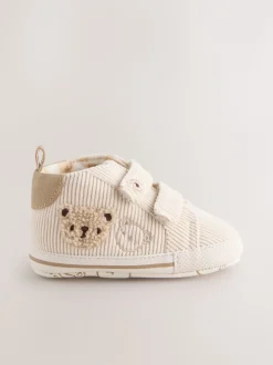 Neutraal met beren - Babysneakers met klittenbandsluiting (0-2mnd)