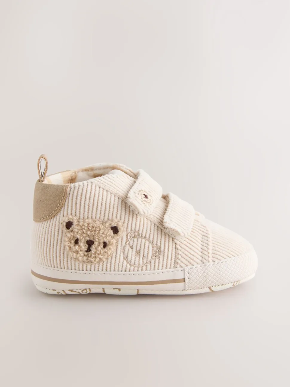 Neutraal met beren - Babysneakers met klittenbandsluiting (0-2mnd)