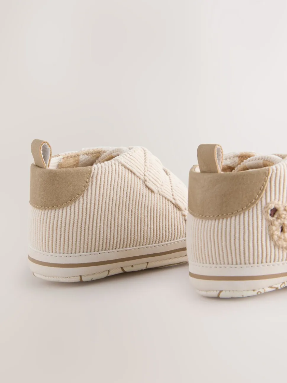 Neutraal met beren - Babysneakers met klittenbandsluiting (0-2mnd)