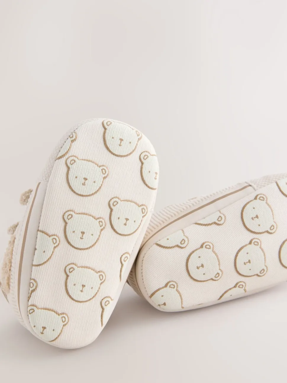 Neutraal met beren - Babysneakers met klittenbandsluiting (0-2mnd)