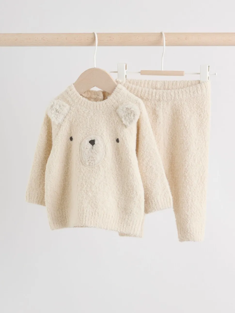 Neutraal met beren - Set van gebreide top en legging (0mnd -2jr)