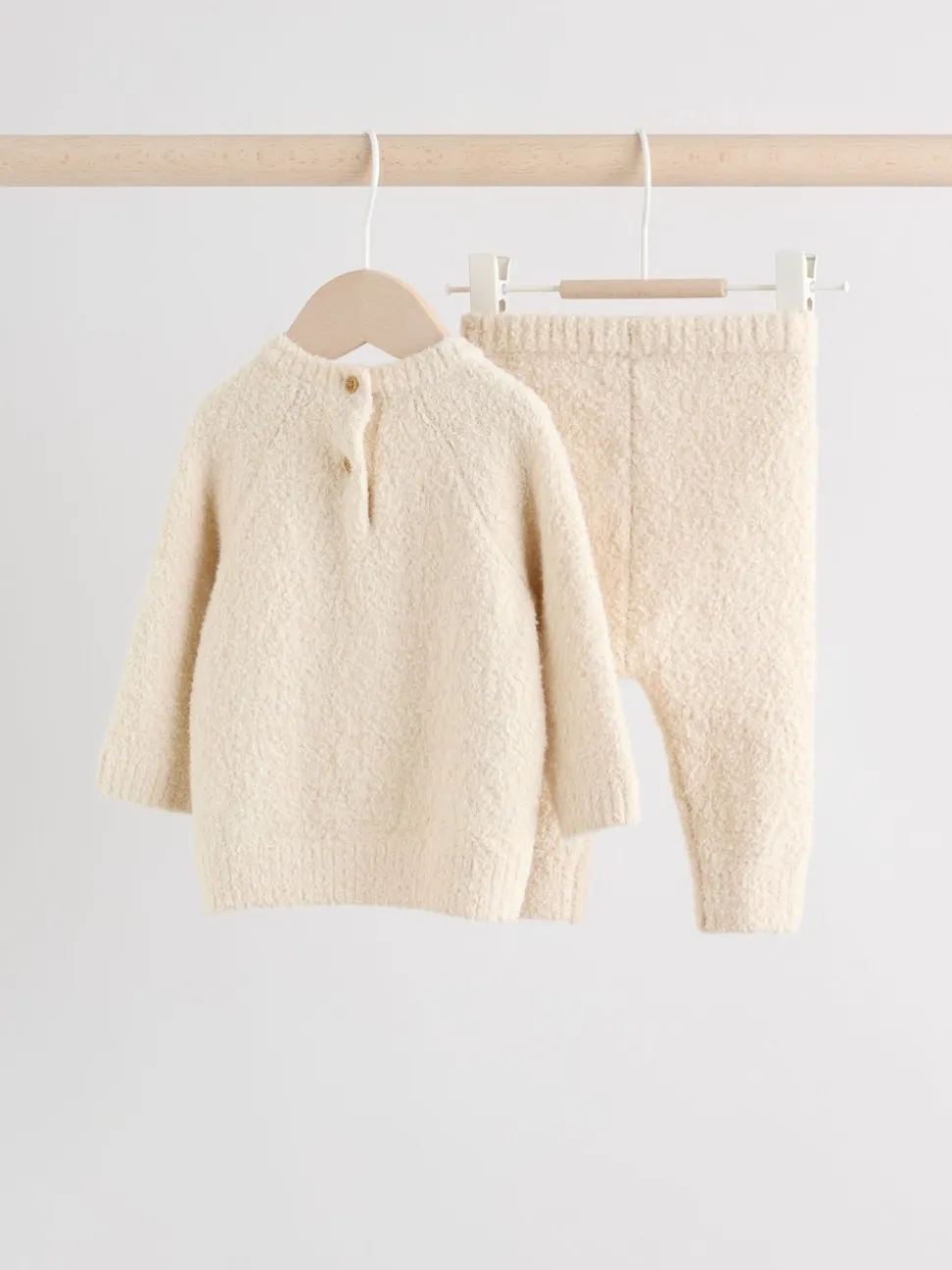 Neutraal met beren - Set van gebreide top en legging (0mnd -2jr)