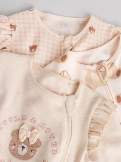 Neutraal met beren - Verpakking van 3 babypyjama's met tweewegrits (0-2jr)