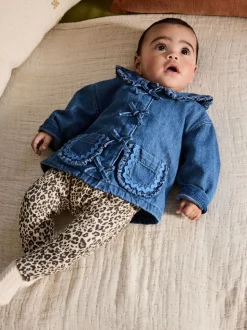Neutraal met dieren - Baby Spijkerjack, Top en Leggings Set 3 Pieces (0mnd-2jr)
