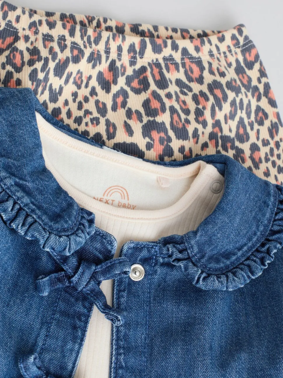 Neutraal met dieren - Baby Spijkerjack, Top en Leggings Set 3 Pieces (0mnd-2jr)