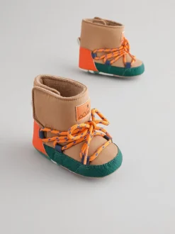 Neutraal met kleurvlakken - Doorgestikte Baby Boots (0-24maanden)