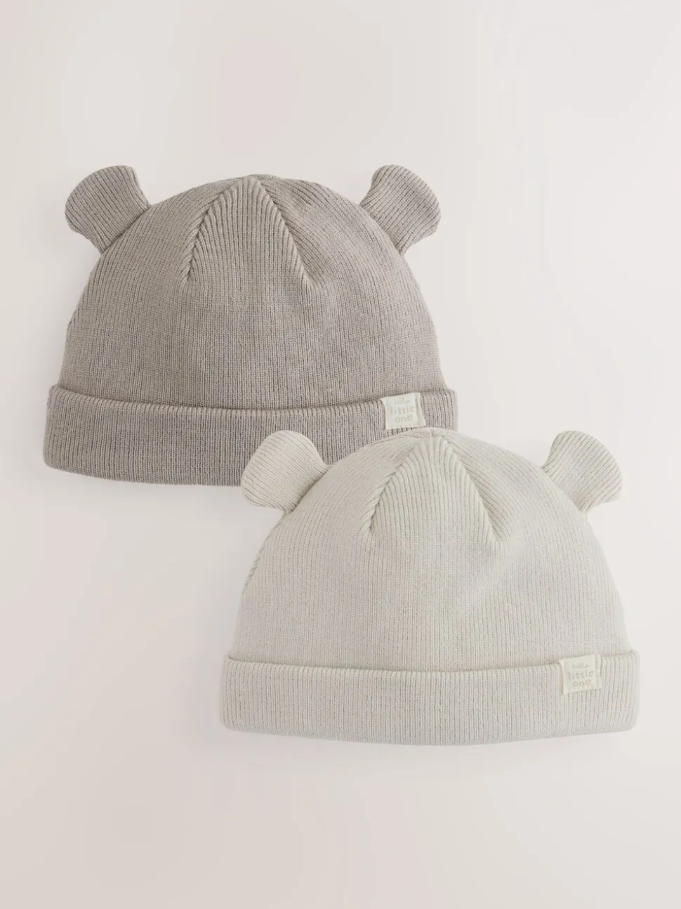Neutraal/bruin - 2pack Rib Baby Muts