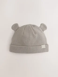 Neutraal/bruin - 2pack Rib Baby Muts
