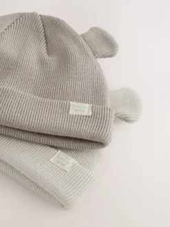 Neutraal/bruin - 2pack Rib Baby Muts