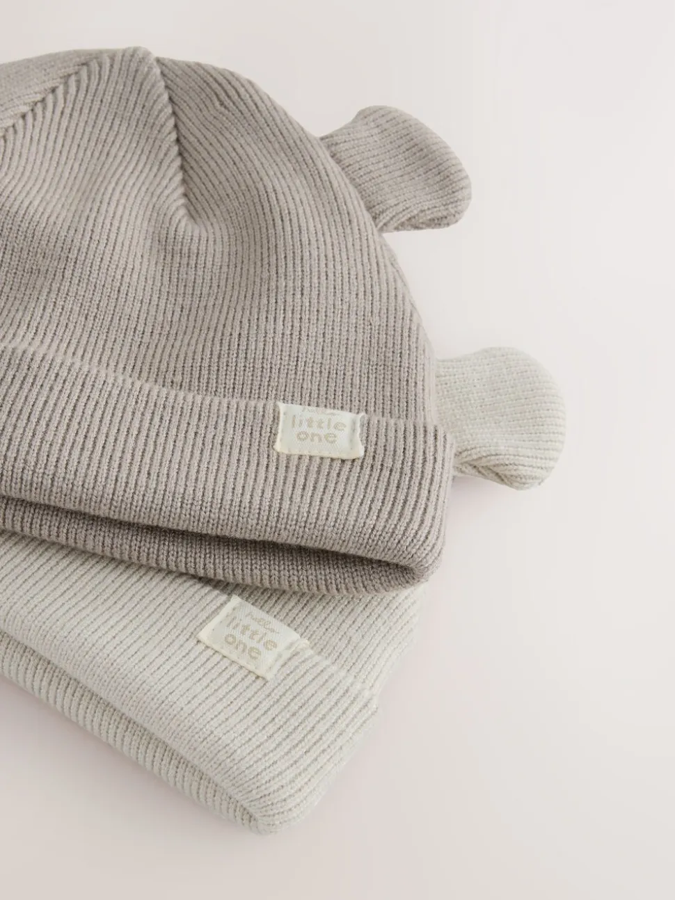 Neutraal/bruin - 2pack Rib Baby Muts