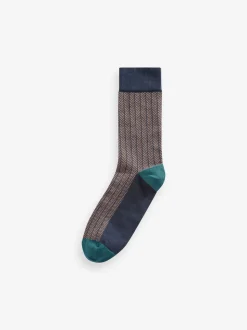 Neutraal/marineblauw - 5 Paar modieuze sokken met patroon