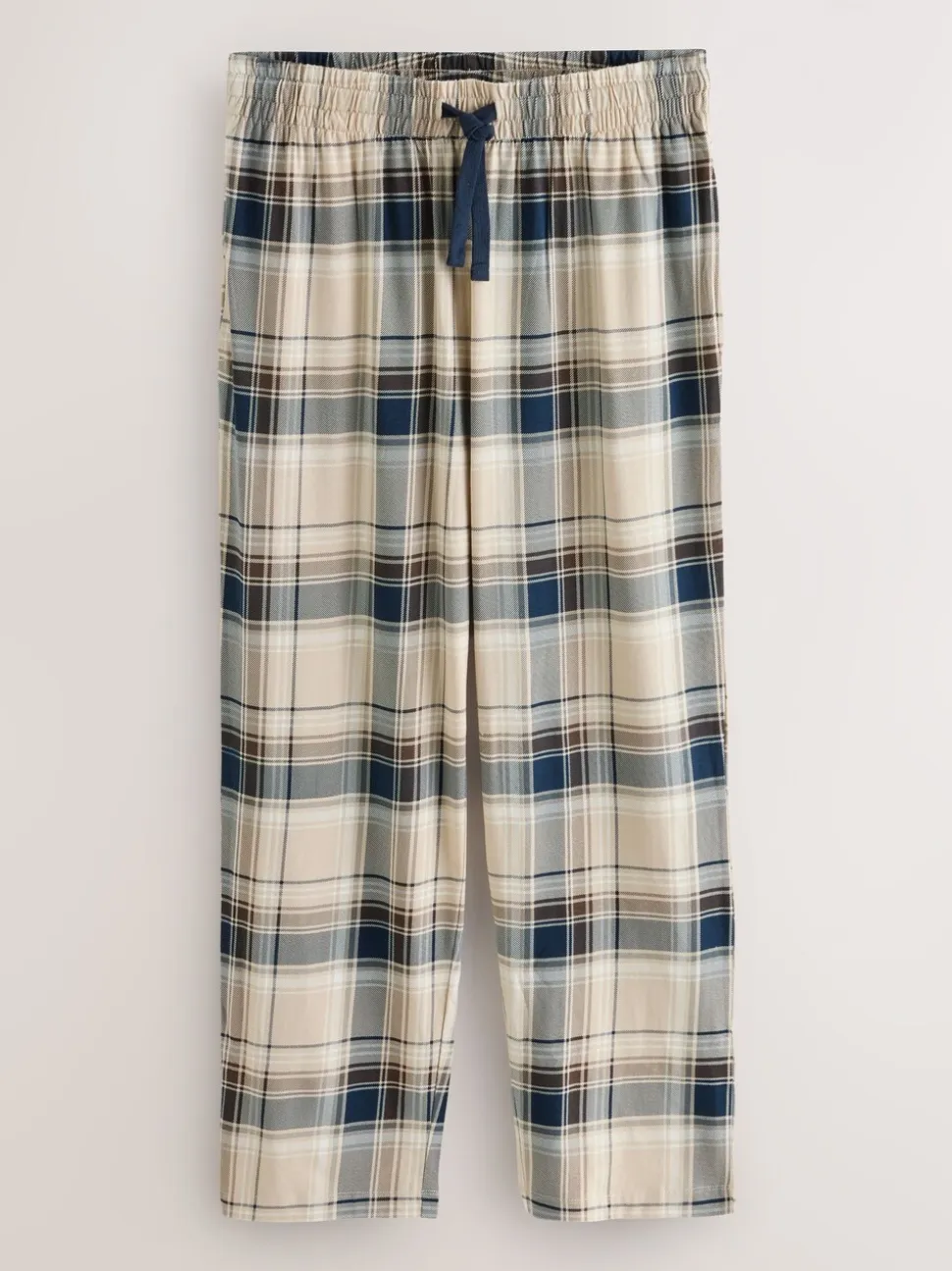 Neutraal/marineblauw - Geruite pyjamaset met korte jersey mouwen 2 stuks