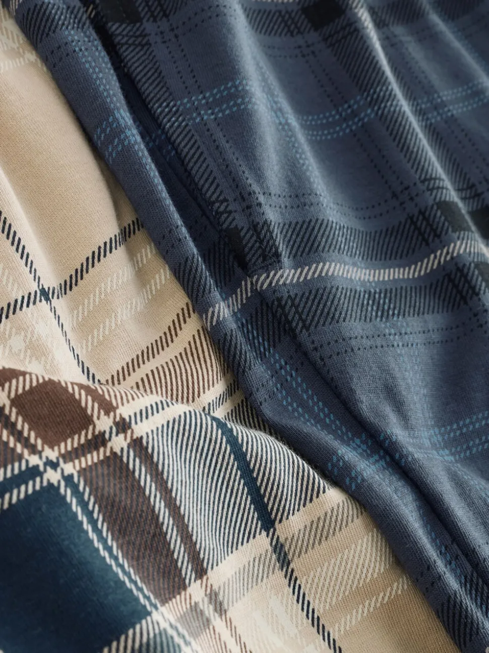 Neutraal/marineblauw - Geruite pyjamaset met korte jersey mouwen 2 stuks