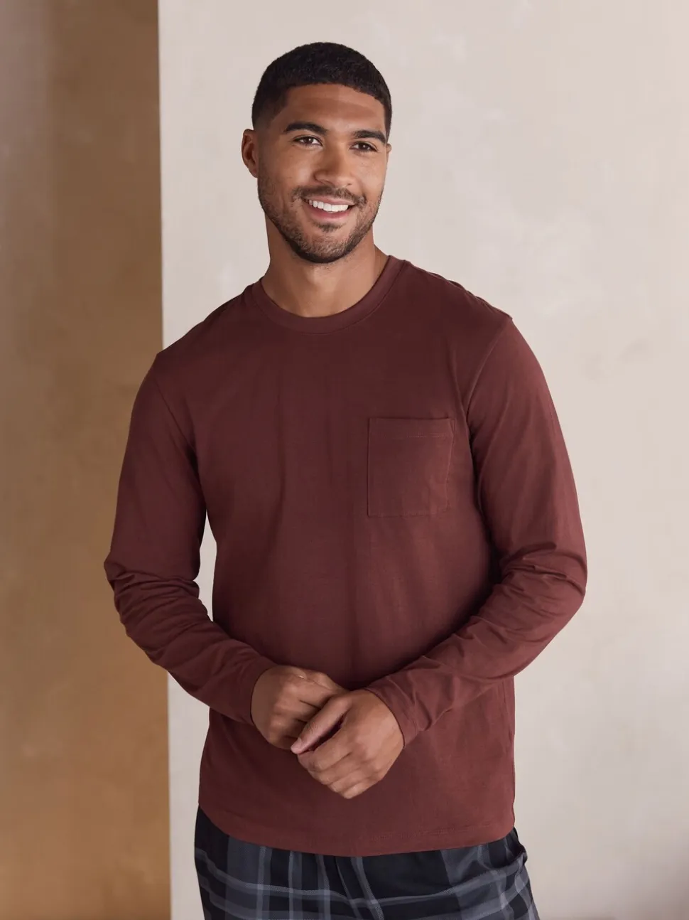 Neutraal/marineblauw - Geruite pyjamaset met korte jersey mouwen 2 stuks