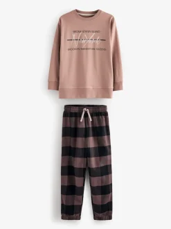Neutraal/zwart - Verpakking van 3 geweven geruite pyjama's (3-16 jr)