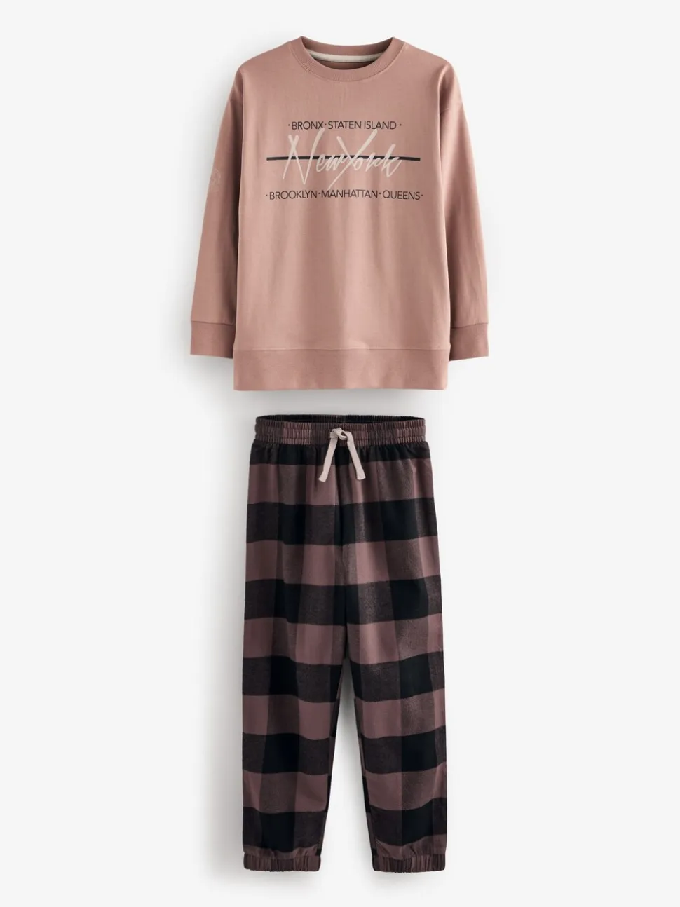 Neutraal/zwart - Verpakking van 3 geweven geruite pyjama's (3-16 jr)