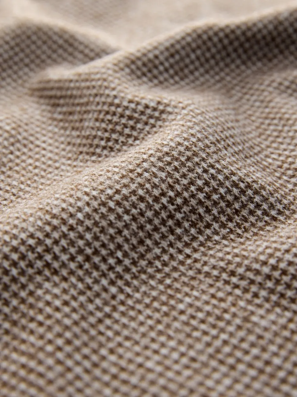 Neutral Brown Dogtooth - Long Sleeve Quarter Zip Jumper