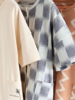 Neutral Sunbaked Printed Button Through - Verpakking van 3 jersey babyrompertjes