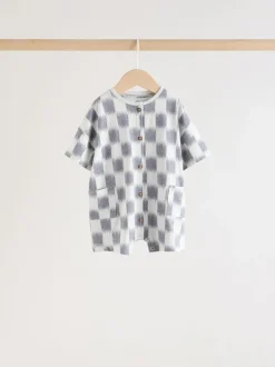 Neutral Sunbaked Printed Button Through - Verpakking van 3 jersey babyrompertjes