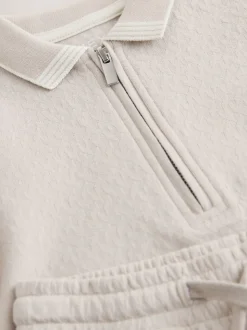 Neutral Zip Neck - Set van poloshirt met korte mouwen en short (3mnd-7jr)