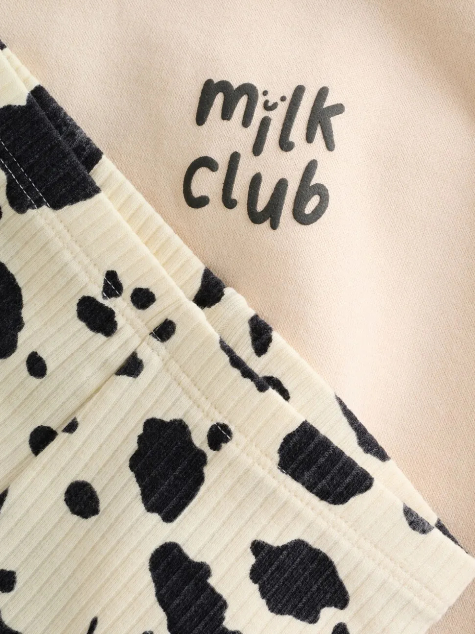 Neutral/Cow Milk Club Printed - Sweat and Leggings Baby Set (0mths-2yrs)