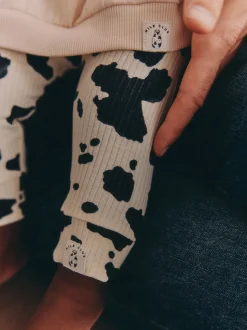 Neutral/Cow Milk Club Printed - Sweat and Leggings Baby Set (0mths-2yrs)