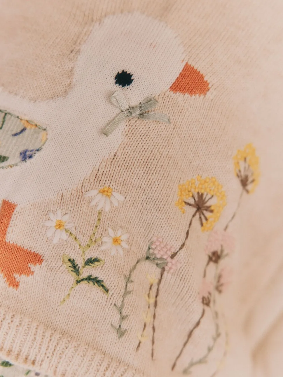 Neutrale Eend/Saliegroen met fijne print - 2 -delige babyset met gebreide trui en legging (0mnd-3jr)