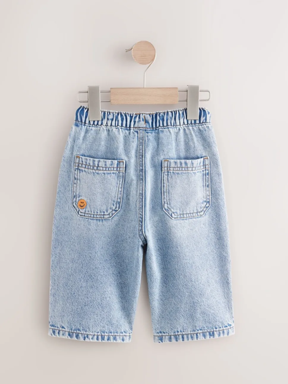 Normaal blauw - 100% katoenen denim jeans met borduursel (3mnd -7jr)