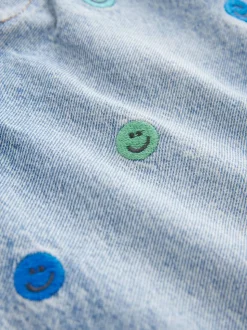Normaal blauw - 100% katoenen denim jeans met borduursel (3mnd -7jr)
