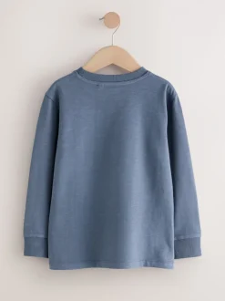 Normaal blauw - Behaaglijk T-shirt met lange mouwen (3-16 jr)