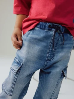 Normaal blauw - Comfortabele wijde cargojeans met stretch (3mnd-7jr)