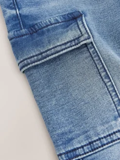 Normaal blauw - Comfortabele wijde cargojeans met stretch (3mnd-7jr)