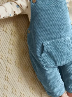 Normaal blauw - Corduroy bretelbroeken en Bodysuit set (0mnd-2jr)