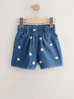 Normaal blauw - Daisy Embroidered Denim Shorts (3mths-7yrs)