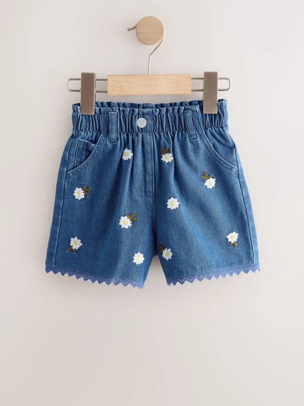 Normaal blauw - Daisy Embroidered Denim Shorts (3mths-7yrs)