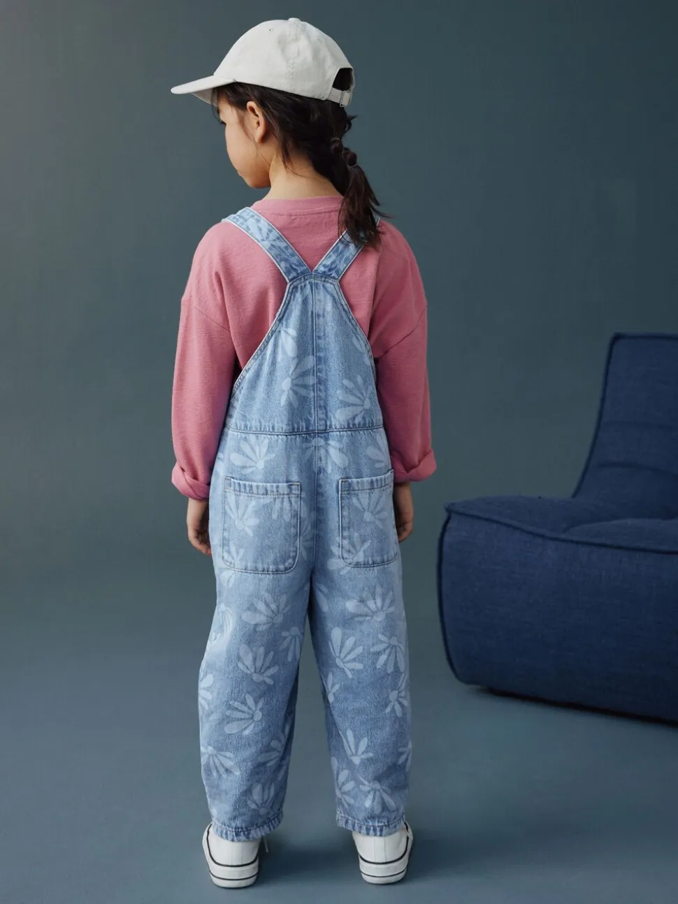 Normaal blauw - Daisy Printed Dungaree (3-16yrs)