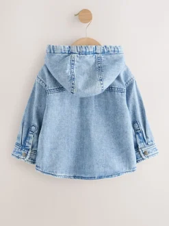 Normaal blauw - Denim overhemd met capuchon (3mnd -7jr)