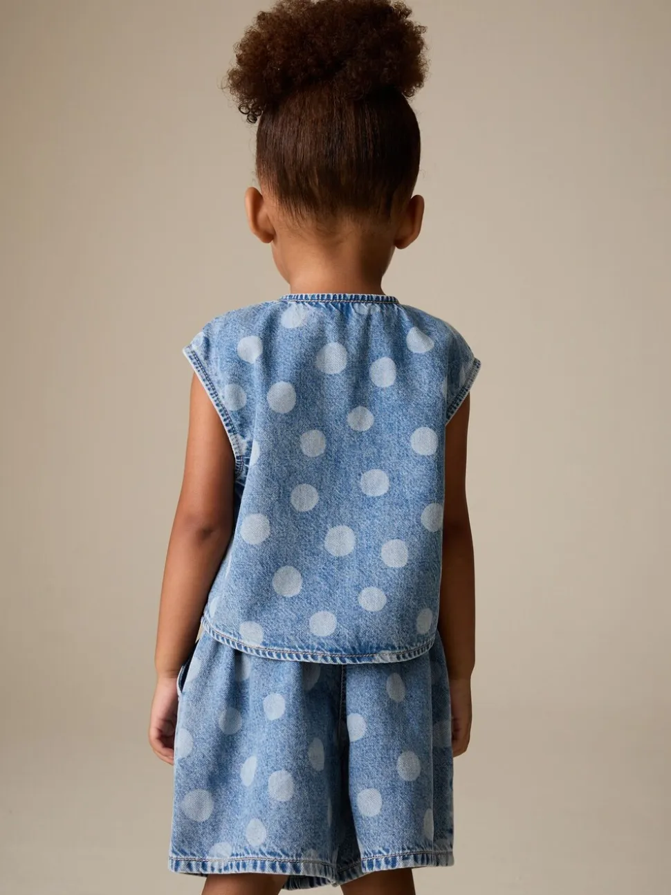 Normaal blauw - Denim Polka Dot Waistcoat and Shorts Set (3mths-7yrs)