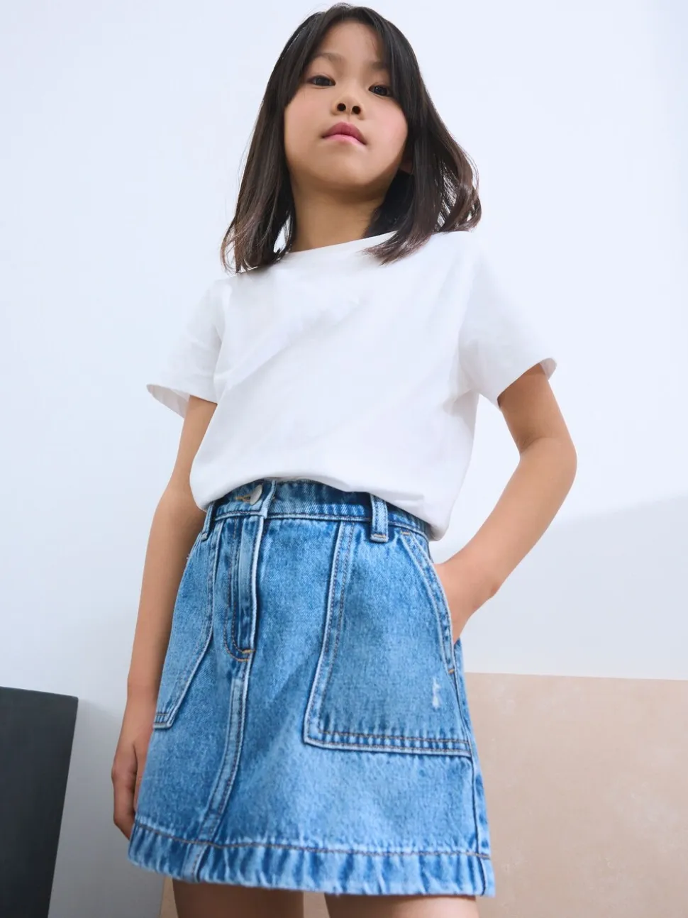 Normaal blauw - Denim rok (3-16jaar)