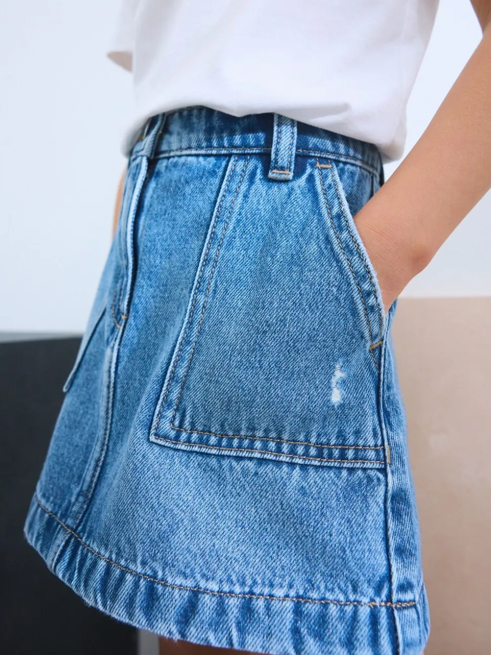 Normaal blauw - Denim rok (3-16jaar)