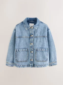 Normaal blauw - Denim shacket (3-16 jr)