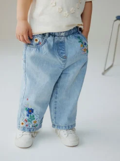 Normaal blauw - Floral Embroidered Jeans (3mths-7yrs)