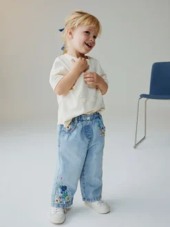 Normaal blauw - Floral Embroidered Jeans (3mths-7yrs)