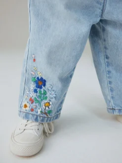 Normaal blauw - Floral Embroidered Jeans (3mths-7yrs)