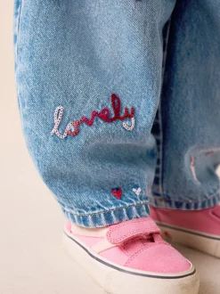 Normaal blauw - Galentines Embroidered Jeans (3mths-7yrs)