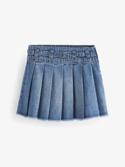 Normaal blauw - Geplooide denim rok (3-16jr)